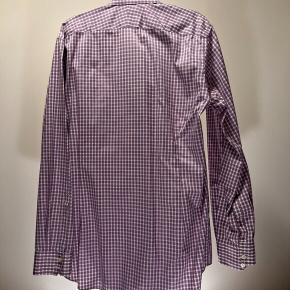 Charles Tyrwhitt Men's Dress Shirt Purple Gingham Non-Iron Extra Slim 16.5 36 - Picture 2 of 4